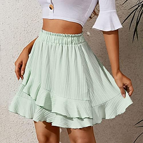 Ruffle suknja Ljetna atletska suknja Ženski visoko struk mini line suknje rufffle suknja nepravilna čvrsta kratka suknja za djevojčice