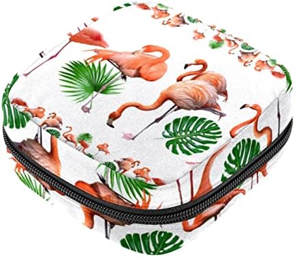 Oryuekan sanitarne torba za skladištenje ubrusa, prijenosna torba za žene za ženske torbice za menstruaciju, Flamingo tropski dlan