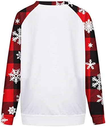 Hoksml dukseri za žene lijepi božićni ekran tisak okrugli vrat patchwork dugih rukava pulover dugih rukava Comfy casual top