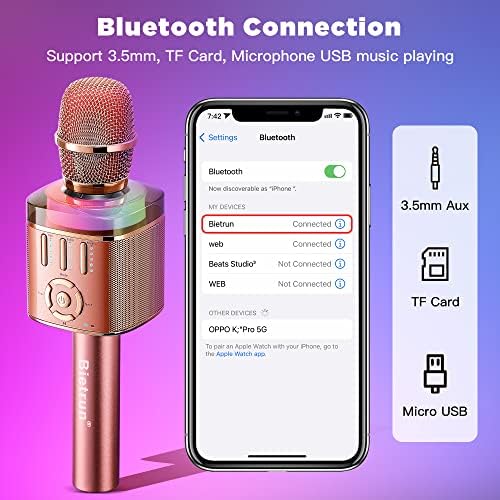 2 paketa Bluetooth Karaoke mikrofona za odrasle / djecu koji pjevaju uz Echo＆4 magične zvukove, PMPO 20w, prijenosni bežični metalni