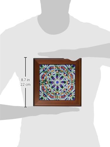 3drose ft_73581_1 Maroko, mozaik džamije Hassan Ii, detalj islamskih pločica AF29 KWI0019 Kymri Wilt uokvirena pločica, 8 x 8 inča