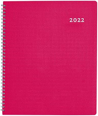 Brownline 2022 Duraflex Mjesečni planer, 14 mjeseci, decembar 2021. do januara 2023., vezanje sa dva žica, 11 x 8.5, malina