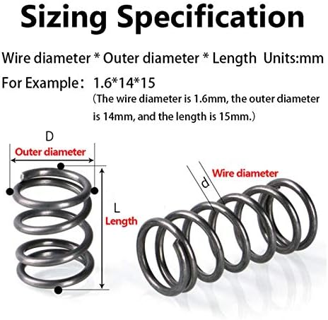 Ahegas Springs Springs Springs Spring Spring Objavljivanje Proljeće Povratak Proljetni žica Prečnik 1,6 mm / Vanjski promjer 15mm