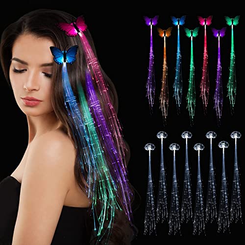 2 stila šarenih LED svjetlećih pletenica svjetlećih svilenih pletenica za žene djevojke, 25kom Osvijetlite vilinske dodatke za kosu