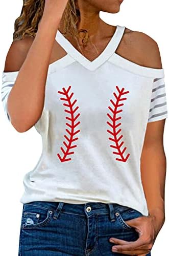 Miashui atletske košulje žene ljeto žene Print Off ramena kratki rukav bluze V vrat t majica Dressy Casual rukav T