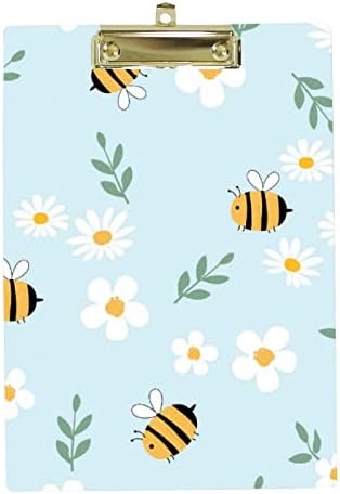 Plastični međuspremnik A4 veličina slova, Bees Daisy Flowers Clipboards za učeničku Učiteljsku školu učionica, akrilna ploča 8.6 x