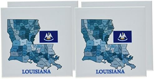 3Droza CST_192448_3 zastava i karta Louisiana sa svakom župom označenom i obojenim presjecima keramičkih pločica, set od 4
