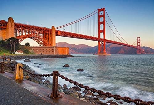 Aofoto 7x5ft Golden Gate Bridge Backdrop river Mountains Sunset San Francisco California turističke atrakcije Scenic Spots fotografija