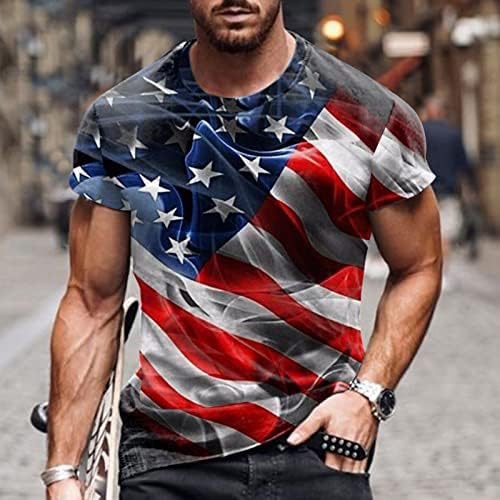 XXBR MENS Patriotske vojnice majice kratkih rukava, 4. jula Retro američka zastava vrhovi ljetni mišići Slim Fit Tees