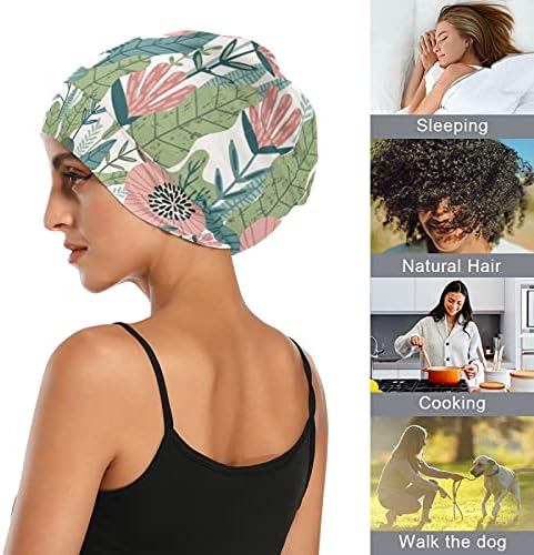 Sjemenska kapa za spavanje šešir za spavanje Bonnet Beanies cvjetni cvijeće zeleno lišće tropsko za žene za kosu za kosu noćni omot