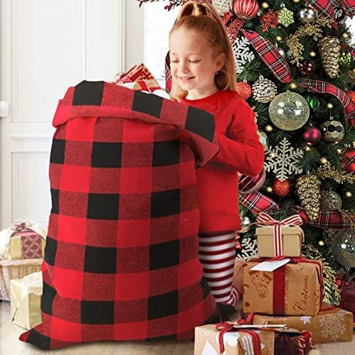 Ugodan lil 'božićni crveni bivol plairani Santa Sack Božićne torbe, platno, personaliziraju poklon torba za djecu, zabavni ukras