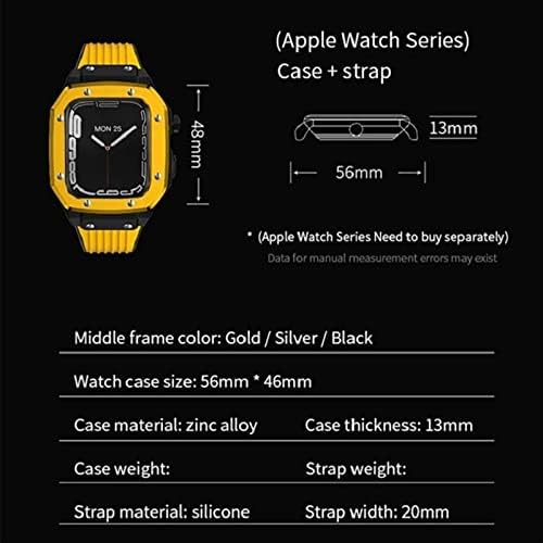 Slučaj za savet za save za Apple Watch serija 8 7 6 5 4 SE 45mm 42mm 44mm Luksuzni metalni gumeni od nehrđajućeg čelika Modifikacija