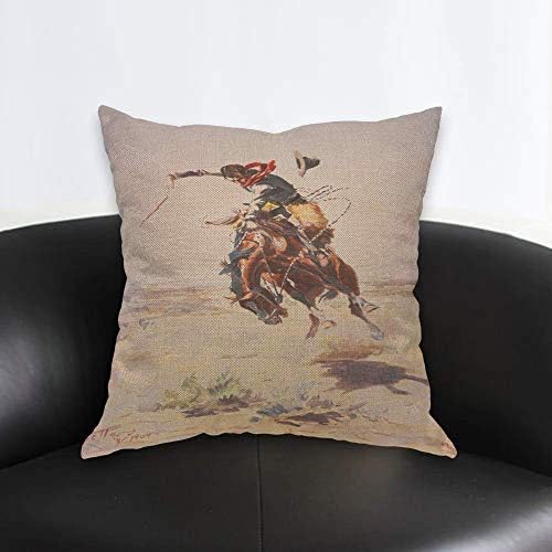 Aoyego Western Cowboy bacač jastuk Tame konj Sand Desert Ride živopisno ulje slikanje jastuk za životinje 18x18 inčni ukrasni muškarci