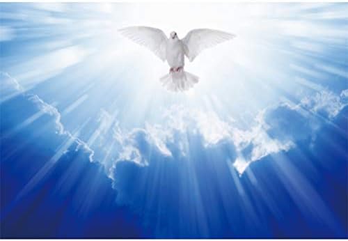 Leowefowa 10x7ft Isus Krist pozadina vinil Sveto svjetlo grede Dove u zraku sa krilima širom otvorena fotografija pozadina mir simbolička