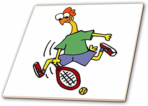 3drose smiješna slatka gumena piletina igranje teniskih sportskih karikatura-Tiles