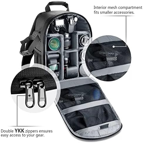Yfqhdd ruksak za kamere fleksibilna pregradna podstavljena torba otporna na udarce zaštita od umetanja za SLR DSLR kamere i objektive