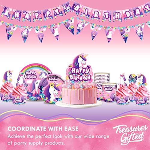 Blago naklonjene jednorožne rođendane za rođendan - servira 24 gostiju - kompletan set jednorog Unicorn Rođendan ukrasi za djevojčice