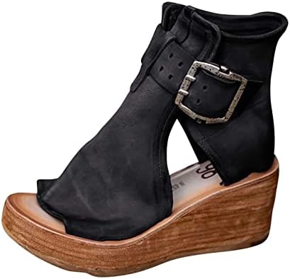 Ženske sandale Ljetne trendy visoke klinaste potpetice kratke čizme debelo kosilice pune boje riblje usta Sandale rimske cipele
