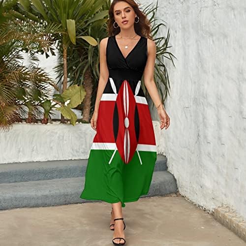 Kenijska Zastava ženska moda ljetna Maxi haljina s V izrezom labave haljine bez rukava