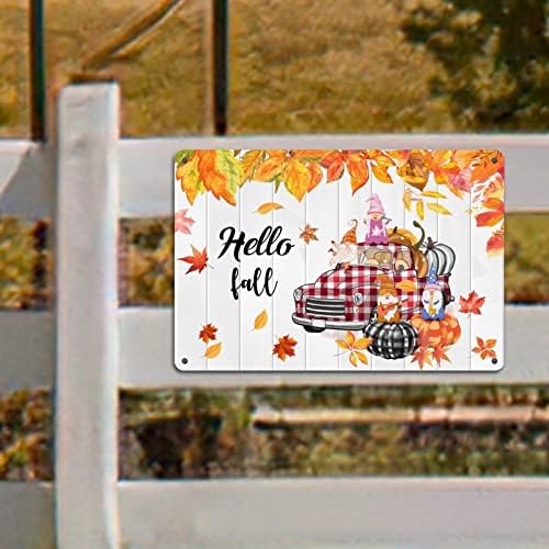 Pozdrav Jesen Potpiši Red Buffalo Kamion metalni znak Pumpkin gnome javorov list limenog znaka jesen dobrodošli znakove Darking Greaking