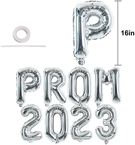 Tooled Prom 2023 Baloni - 16 inčni srebrni mamusni folijski balon Balner Class od 2023 Prom slova rekvizicije za matu noćnu školu