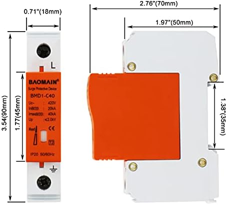 Baomain prenapona za zaštitu od prenapona Uređaj BMD1-C40 Uvodni bijeli 40ka 420V