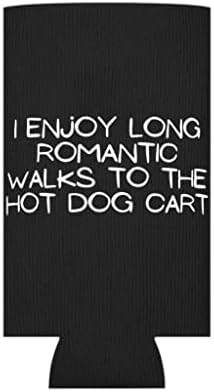 Pivo može hladni rukavac smiješan uživam u dugim romantičnim šetnjama hotdog kobasicom Foodie šaljiva hrana Teckel Doggie Pooch ljubavnici