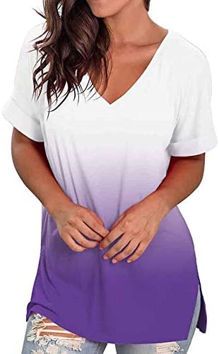 Ženske ljetne majice Choker Clotout CloOut Tips za reverzni kravata Dye Rainbow bluza V izrez kratkih rukava majica