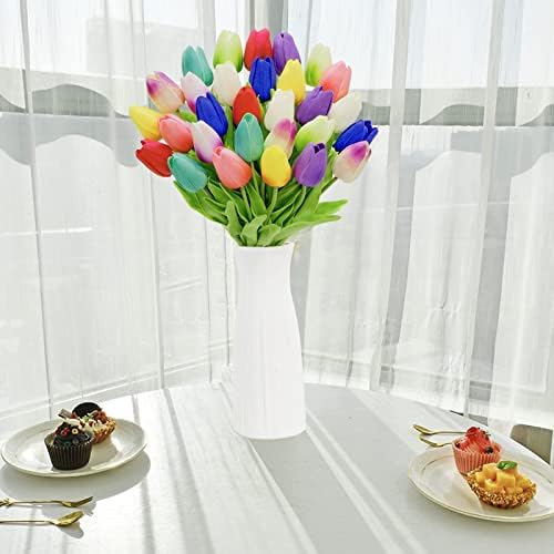 JifTok 30pcs multikolor tulipani umjetni cvjetovi lažni cvjetovi za ukras, lažni cvijeće Tulipani Real Touch aranžman Buket za vjenčanje