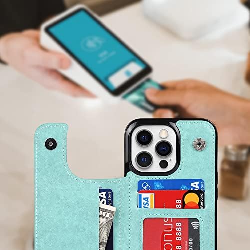 Anyisposs futrola za telefon za iPhone 13 Pro novčanik 6.1 inch sa kaljenim staklom Zaštita ekrana kožna kartica držač Slots Stand