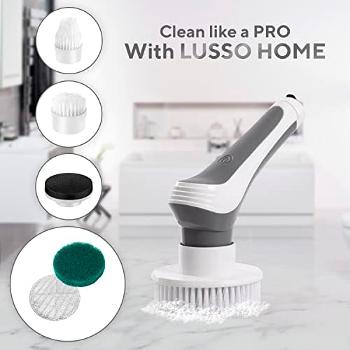 Lusso kućni bežični špirt - premium pilinga čisti kupaonica, kuhinja, tuš, kada, malter, kat - vodootporna - 4 zamjenjive glave četkice
