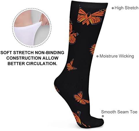 MS multipla skleroza svijest leptir cijev čarape za muškarce žene pattern Crew čarape toplo debele čarape Funny Socks zima