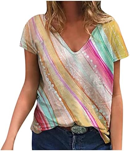 Ženski mramorni print Thirts kratki rukav Trendi bluza za bluzu ljeto Ležerne prilike opuštene fit bluza Tonike Tonike za tinejdžerske