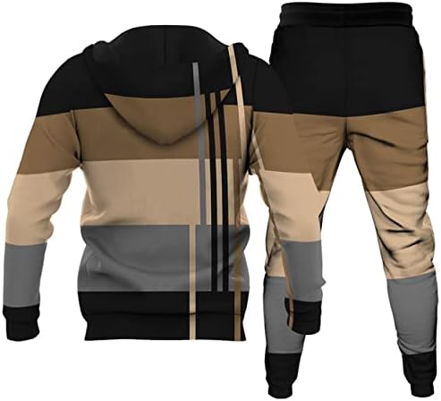 URVIP uniseks jednostavan geometrijski uzorak Dugi rukav dukserica Jogger odijela za trenirku od 2 komada casual pantalona