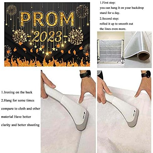 Prom Backdrop 2023 Glitter Prom Background Banner Photo rekviziti crno zlato čestitke pozadina Graduate Prom 2023 ukrasi za maturalne