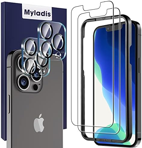 Myladis 2+2 paket kompatibilan sa iPhoneom 13 Pro 6.1 - inčni Premium zaštitnik ekrana i zaštitnik sočiva kamere 9h kaljeno staklo