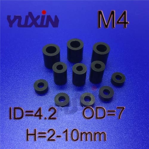 Vijak 1000pcs / lot M4 Black ABS najlonski okrugli razmak / okrugli sastanci M4L dužina = 2 ~ 10 mm ID = 4,2 od = 7 -