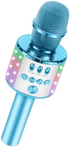 Kussla Karaoke Mikrofon za djecu, bežični pjevački mikrofon Bluetooth karaoke sa LED svjetlima, čarobna pjeva karaoke djevojke rođendanski