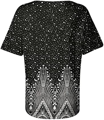 XPSJBBB Ženski izrez za ispis izdubljenih kratkih rukava ljetni vrhovi Ležerne prilike labave fit plus veličina majica za žene