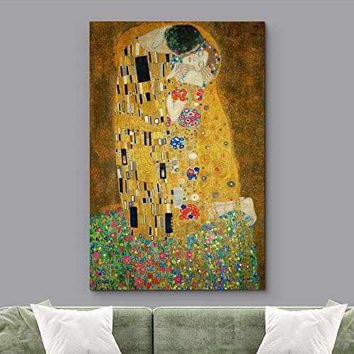 wall26 Canvas Print Wall Art poljubac Gustava Klimta ljudi povijesne ilustracije Likovna umjetnost tradicionalna slikovita šarena