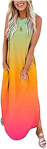 Ženske ljetne Ležerne Maxi haljine Crossover izdubite dugi sarafan sa džepovima Tie Dye cvjetna cvjetna majica