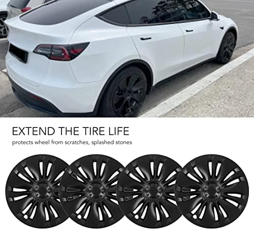 Poklopac čvorova, 19-inčni poklopac kotača Hubcaps za Tesla Model Y 2020-2022, set od 4, zamjenski poklopci kotača, poklopac kotača