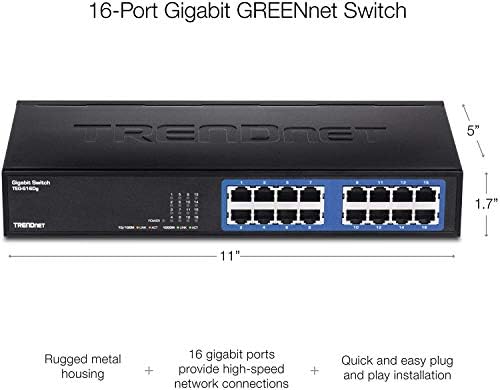 TRENDnet-TEG-S16DG 16-Port Neupravljani Gigabit GREENnet stoni metalni prekidač, TEG-S16dg, Ethernet razdjelnik, Ethernet / mrežni
