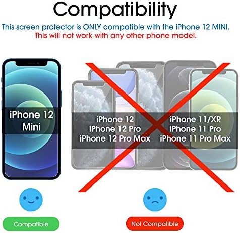 Amfilm staklo zaštitnik ekrana kompatibilan sa iPhone 12 Mini 5.4 prikaz, 2020, sa lako instalacija ležište, kaljeno staklo, 3 Paket