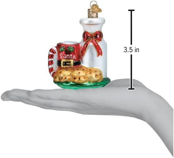 Old World Božić Santa mlijeko i kolačići staklo vazduh ukras za jelku