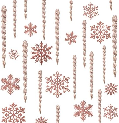 48 komada Božić pahuljica Ledenica ukrasi Set plastike Glitter Icicle Snowflake Tree ukrasi Aluminij spiralna traka vješalice ukrasi