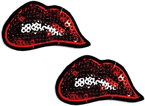 Kleenplus 2kom. Mini crvena usta seksi grize usne pegla na zakrpama crtani film deca modni stil vezeni motiv Applique ukras amblem