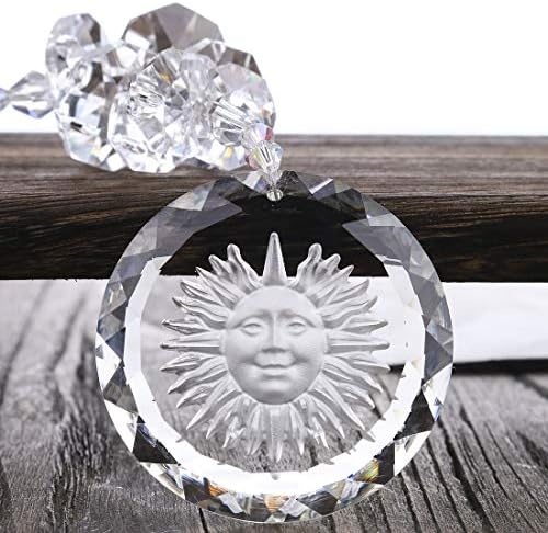 CrystalSunCatcher viseći kristalno sunce lica prizma fengshui ornament sunce za hvatanje sunca straga zrcalo coarm charm prozor
