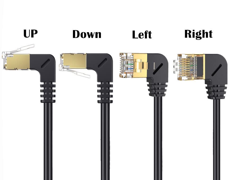 Cat 8 Ethernet kabl 2ft, Traovien RJ45 priključak CAT8 kabel 90 stupnjeva pozlaćeno 10 gigabit cat8 dvostruko zaštićeno igračko mrežno