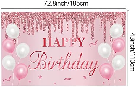 Pink Rose Gold Birthday Banner Backdrop dekoracije za žene djevojke, Happy Birthday Sign Party Supplies, 16th 21st 30th 40th 50th
